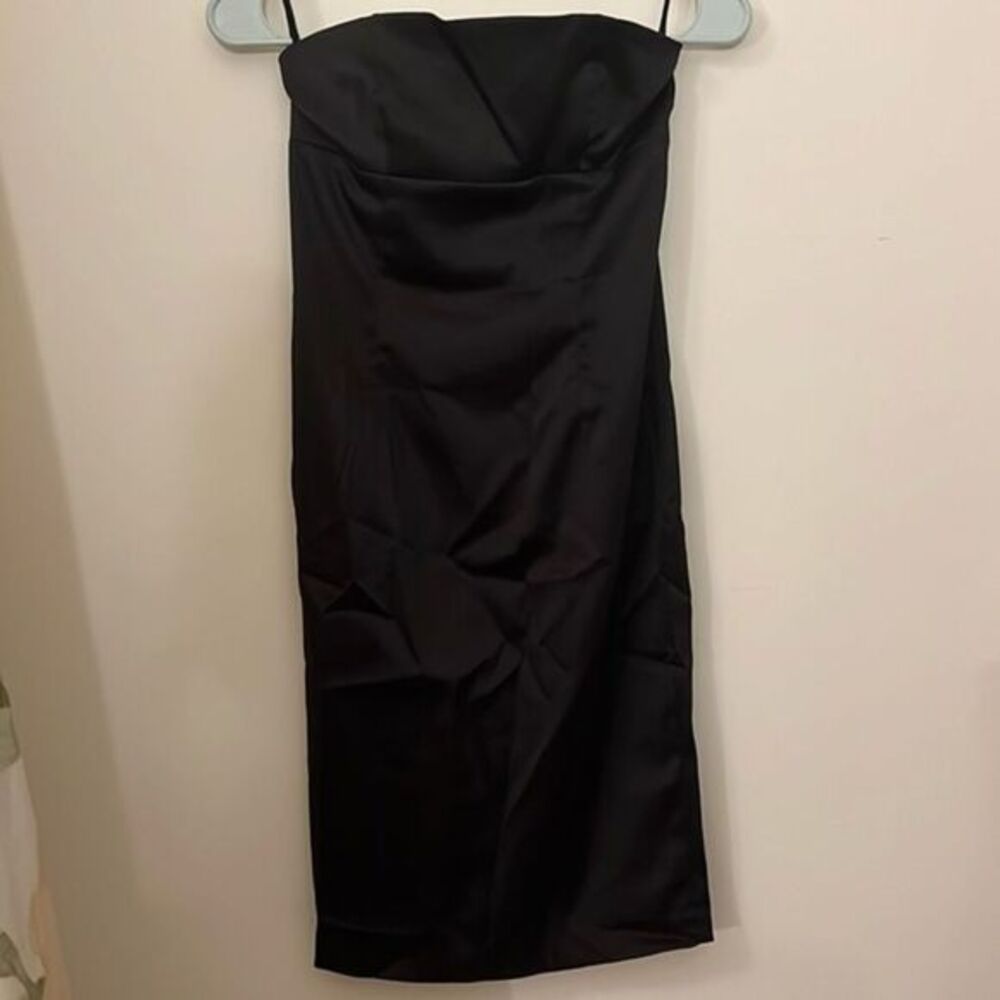 Lovely Day strapless satin mini dress size small with elastic bar at back